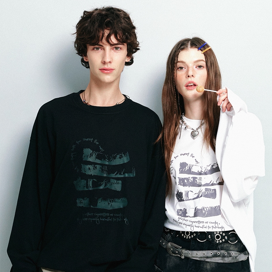 블랙 cigarette 롱 슬리브티Tシャツ・カットソー