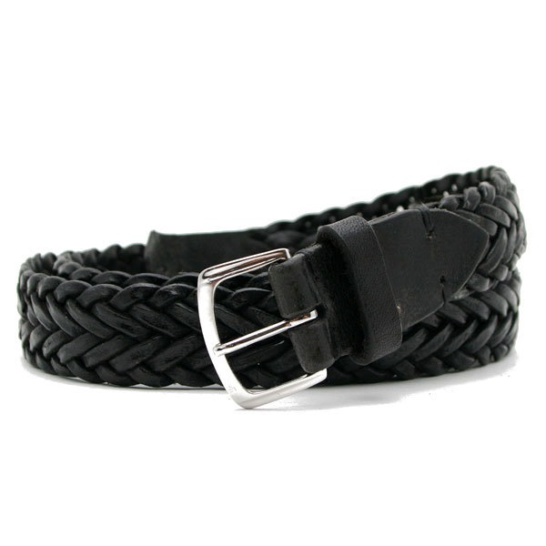 GOLDEN GOOSE メンズ イントレチャート レザー ベルト BLACK G28MA743 A1