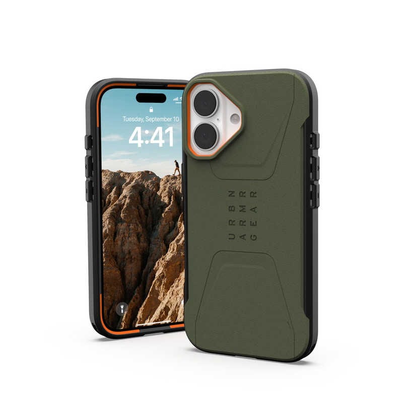 UAG　iPhone 16 耐衝撃ケース MAGSAFE対応 CIVILIAN オリーブ　UAG-IPH24MB-CMS-OL