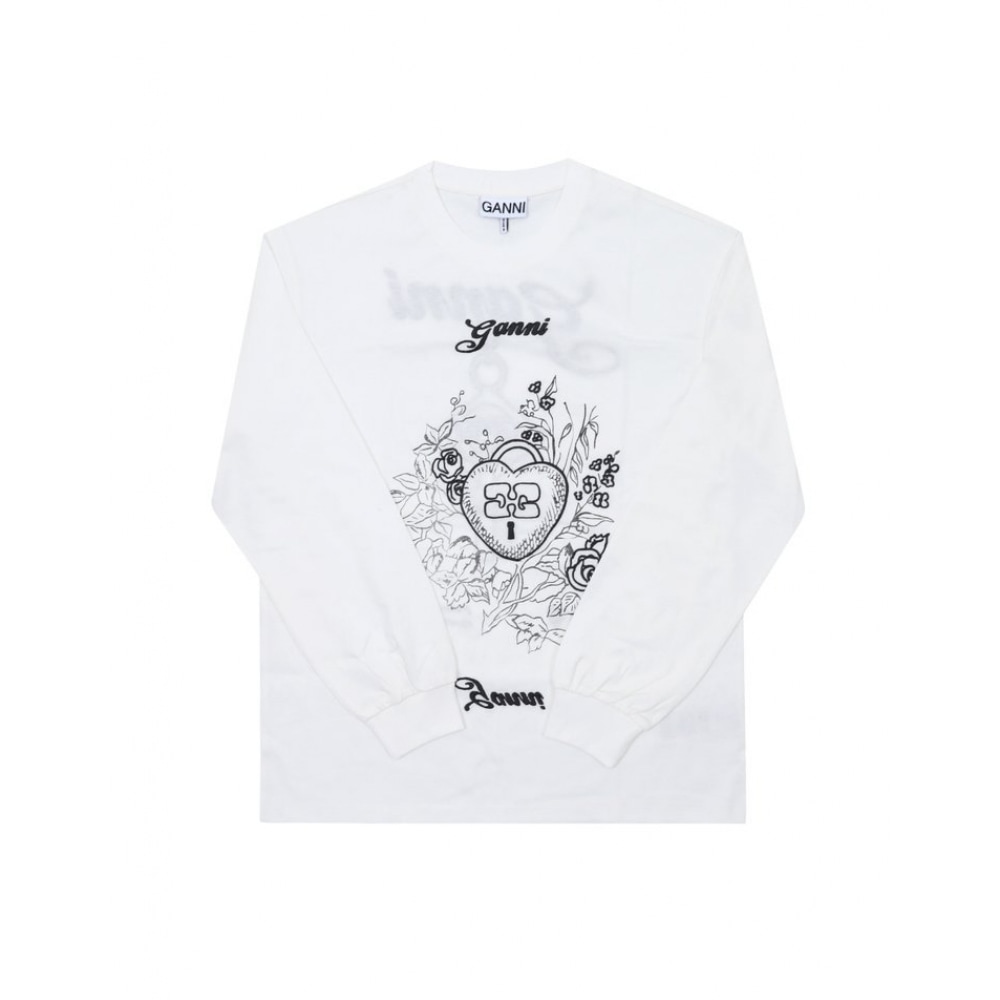 GANNI グラフィックロゴリカットヘビー長袖Tシャツ T4139 135