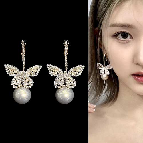【正規品】 IVE/アイヴ着用. キュービック蝶々パールドロップピアス