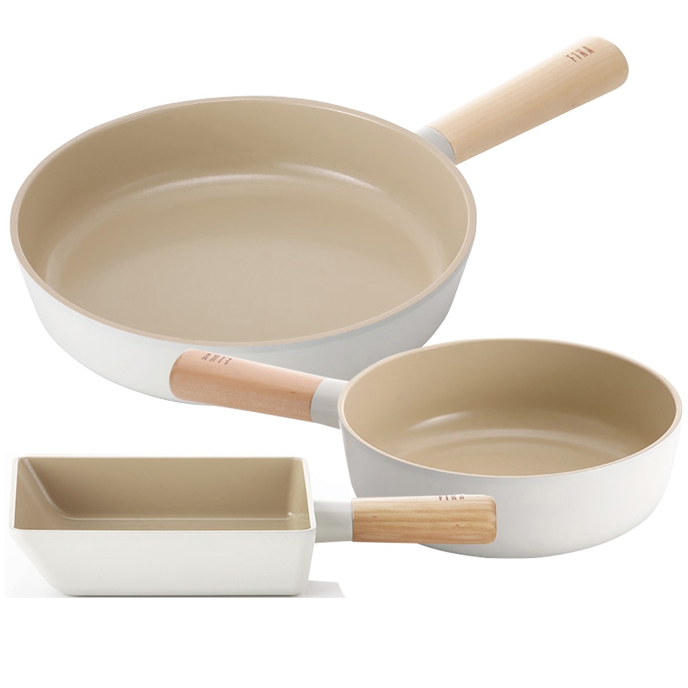 FIKA IHフライパン 3ピース (15+18+24cm) PFOAフリー ホワイト