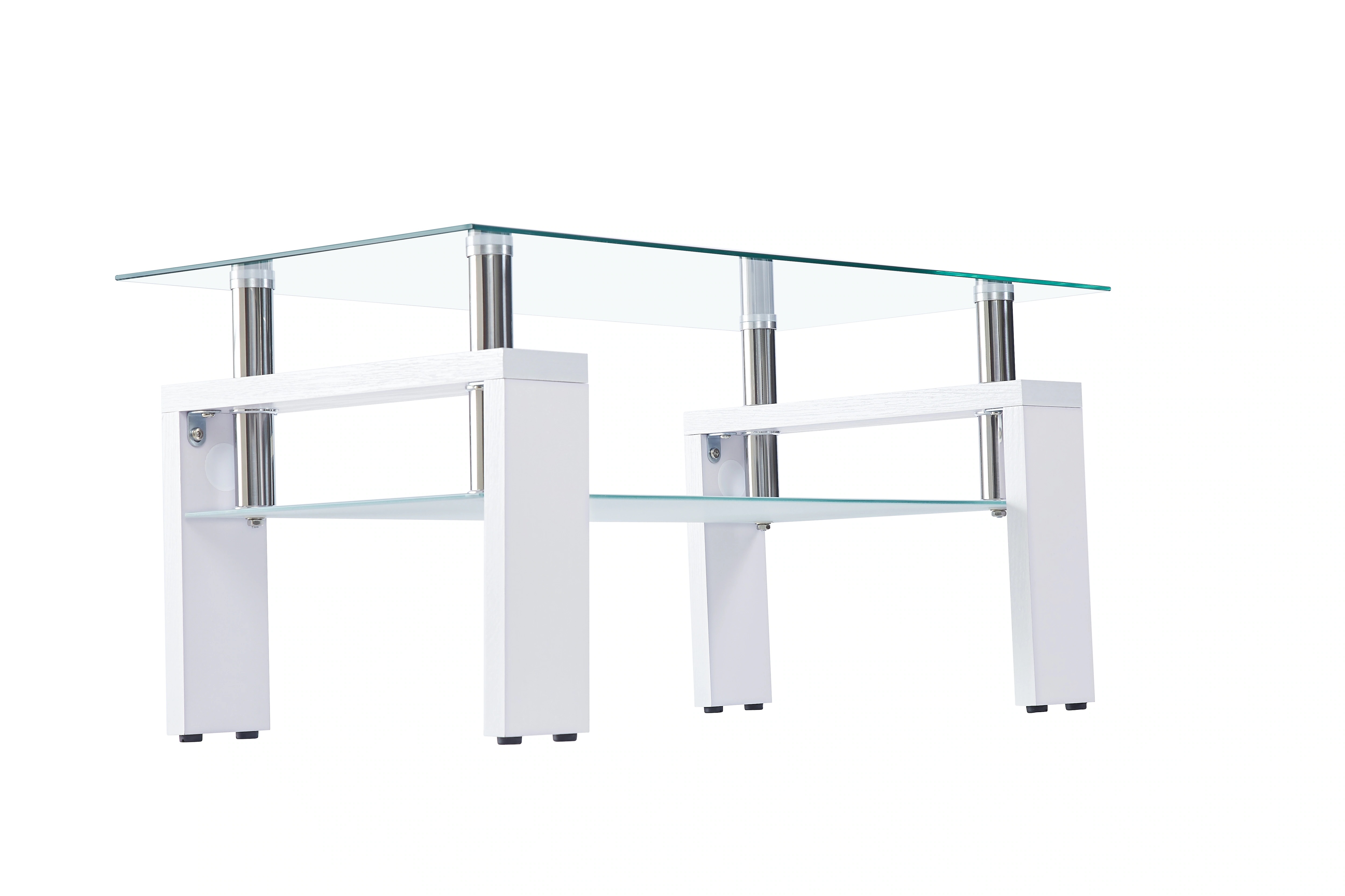 78ガラステーブル　センターテーブル　リビングテーブル　 ローテーブル モダン シンプル ガラス 北欧【クリア天板+ホワイト脚】