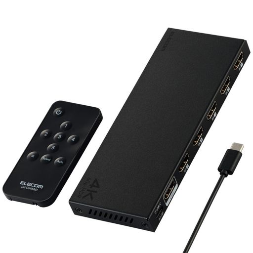 エレコム HDMI 切替器 4K 60Hz 5入力1出力 リモコン付き 【自動・手動切替が選べる】 PS5・4 / Nintendo Switch/Fire TV Stick 他 DH-SW4KB51
