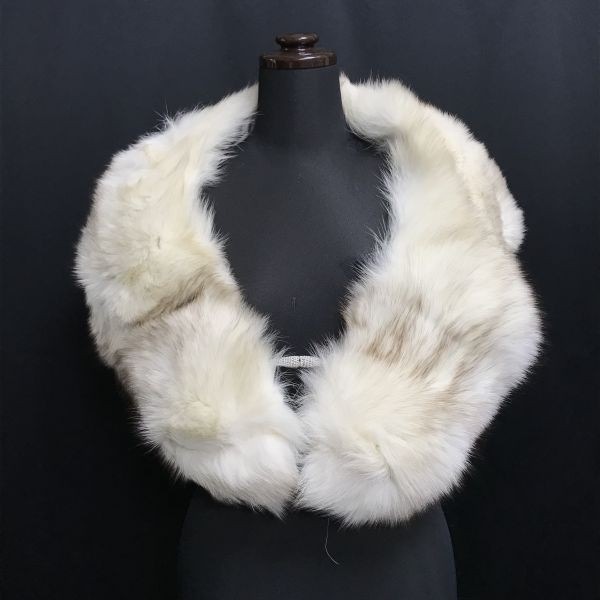 SAGA FOX/サガフォックス/毛皮/ファーティペット/マフラー【幅10-15cm/全長114cm/白系/white】成人式/着物/和装/ショール/tippetcCM92