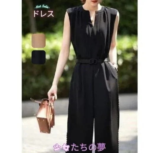 最安値挑戦かっこいい パンツドレス セットアップ レディース パーティードレス 結婚式 お呼ばれドレス パンツ ノースリーブ 大きいサイズ 3L 4L 韓国 ストライプ