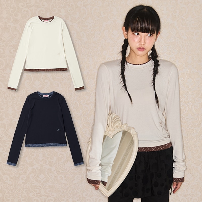STAR LAYERED LONG SLEEVE - CREAM, NAVY