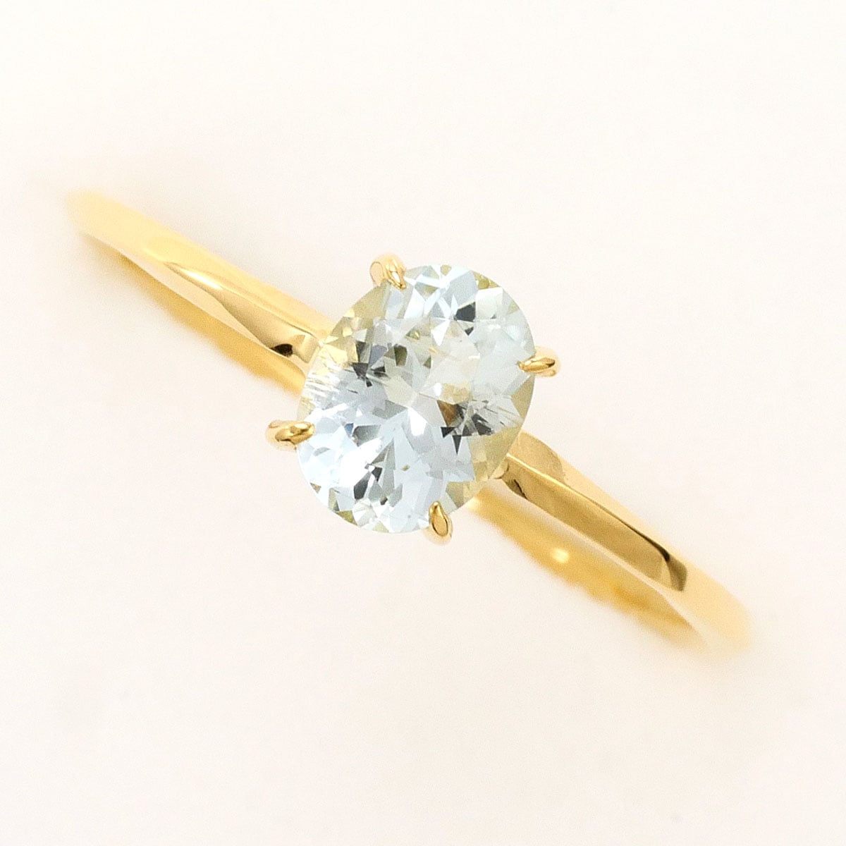 K18 18金 YG イエローゴールド リング・指輪 8号 アクアマリン 総重量約0.8g 中古