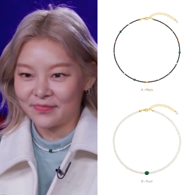 [ソンヘナ着用] color gemstone pearl necklace 韓国女性アクセサリー/韓国ファッションスタイル/SNS人気/韓国ジュエリー/芸能人着用アクセサリー/デイリーアイテム/トレ