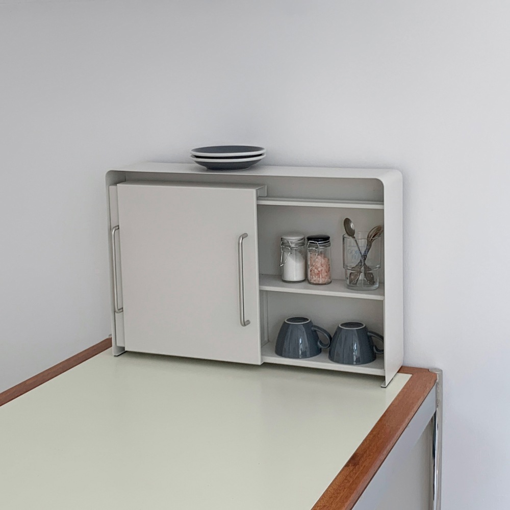 雲 鉄製スライディング収納棚両開きタイプ