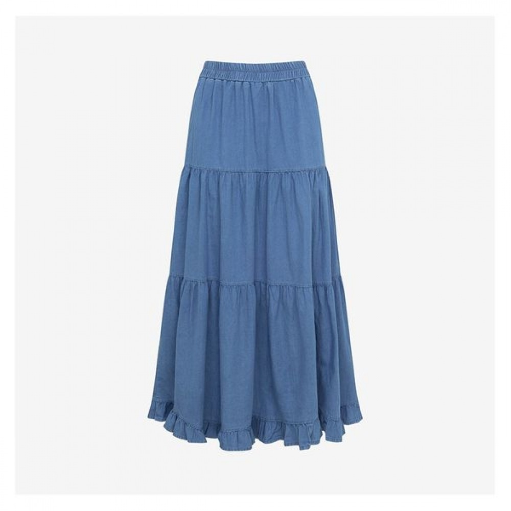 [イザベイ] ヘビーデニムシャーリングフリルバンディングスカート (VKSKE7342) 5,301円