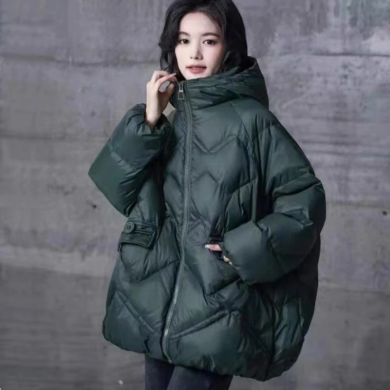女性用軽量ダウンジャケット 2025 ミドル丈 おしゃれ ゆったり 着痩せ ホワイトダックダウン
