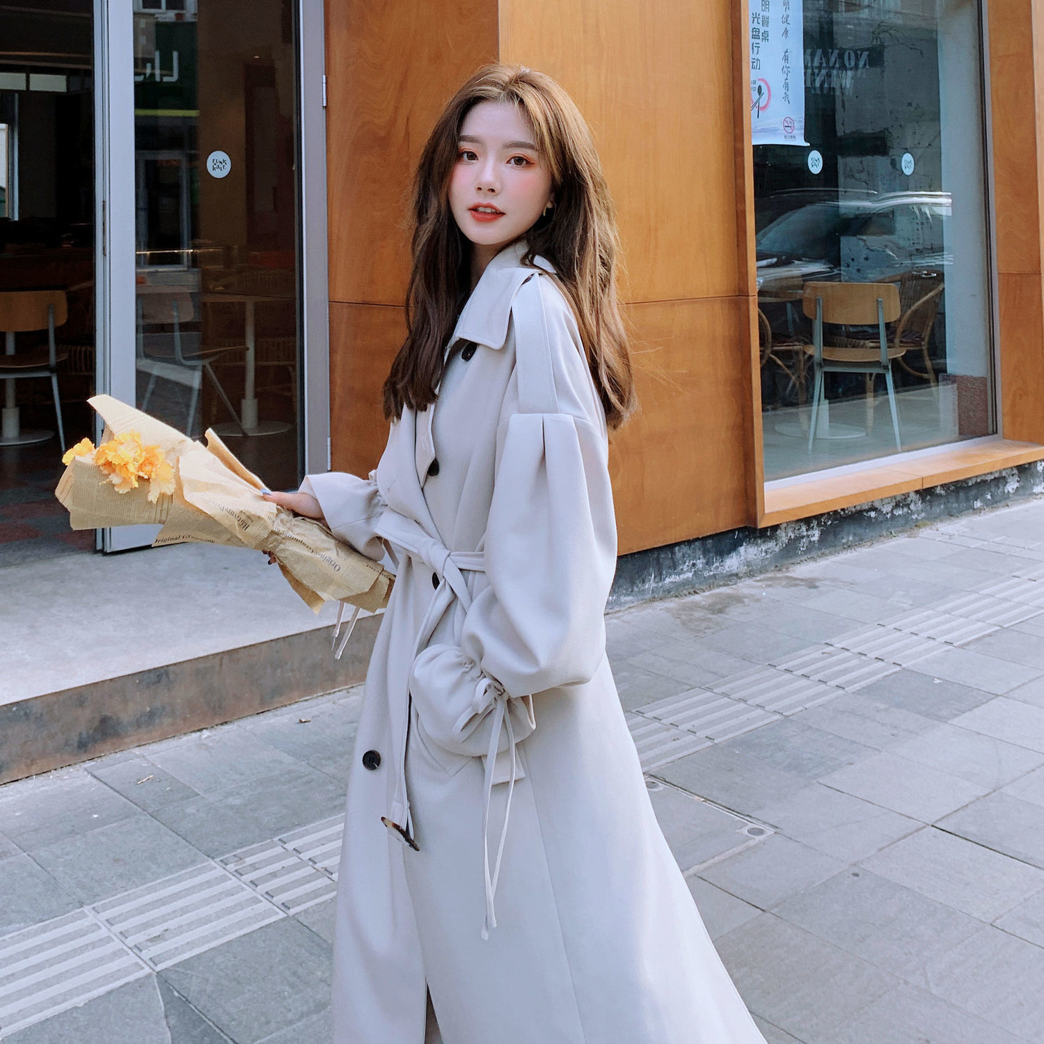 ウィンドブレーカー　コートレディース アウター 大人 着痩せ ゆったりノーカラーコート