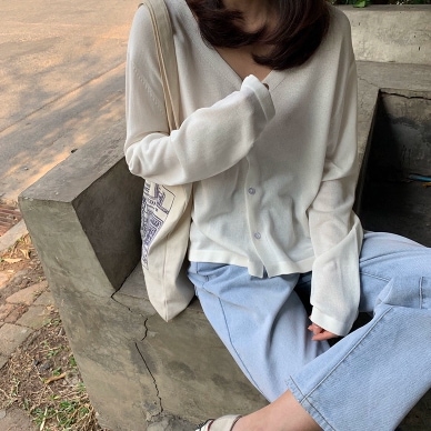 ニットカーディガン サマーニット 日焼け対策 リブ カーディガン ショート丈 長袖 Vネック ルーズ 細身 ストレート スマート 前開き リブニット 編み込み 伸縮性 ニット 薄手 UVカット