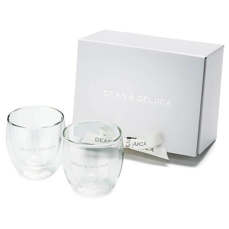 DEAN ＆ DELUCA(ディーンアンドデルーカ) ダブルウォールグラスギフト 2個セット プレゼント 耐熱ガラス コップ サイズ:H89×W88×口径88mm