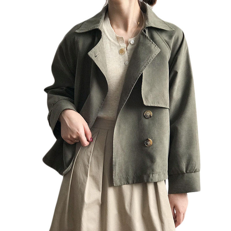 ショート丈コート トレンチコート スプリングコート レディース 大人 春 秋冬 Vネック 長袖 ミディアム丈 きれいめ 防風 トップス コート アウター カジュアル ビジネス 通勤 OL シンプル お