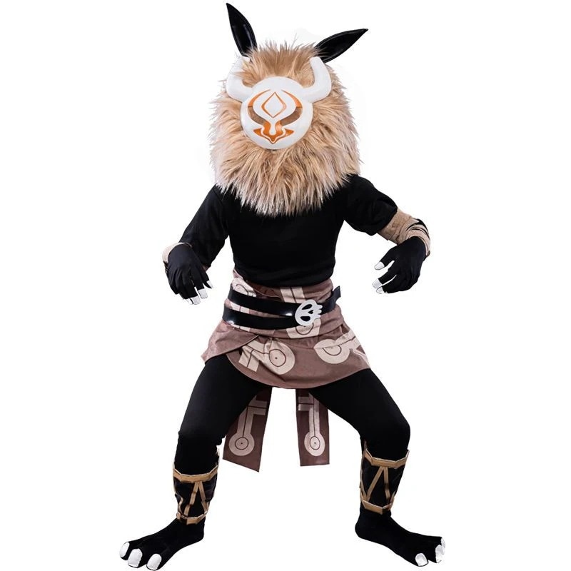 【2025新作SALE】元神 コスプレ服 丘人装 男ぬいぐるみ qq人 コスプレhilichurl 『原神』のコスプレ ヒヨロコの頭套と衣装 コスプレ用衣装 二次元ゲームのマンガフェアでのキャラクター
