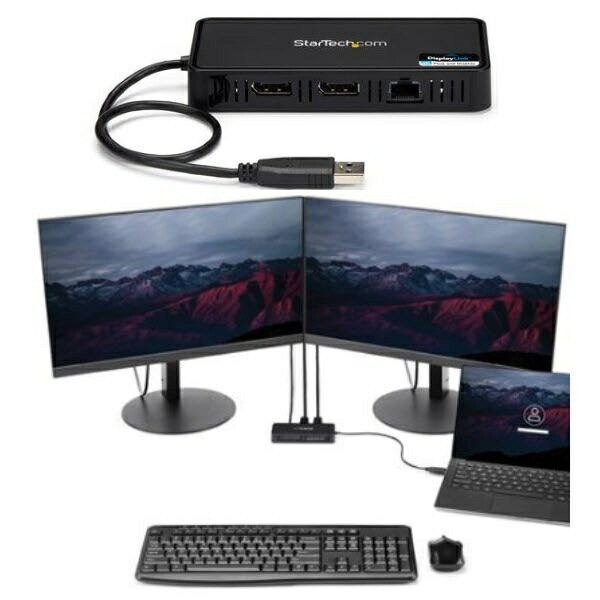 StarTech.com [USBA2DPGB] USB 3.0接続 ミニ ドッキングステーション