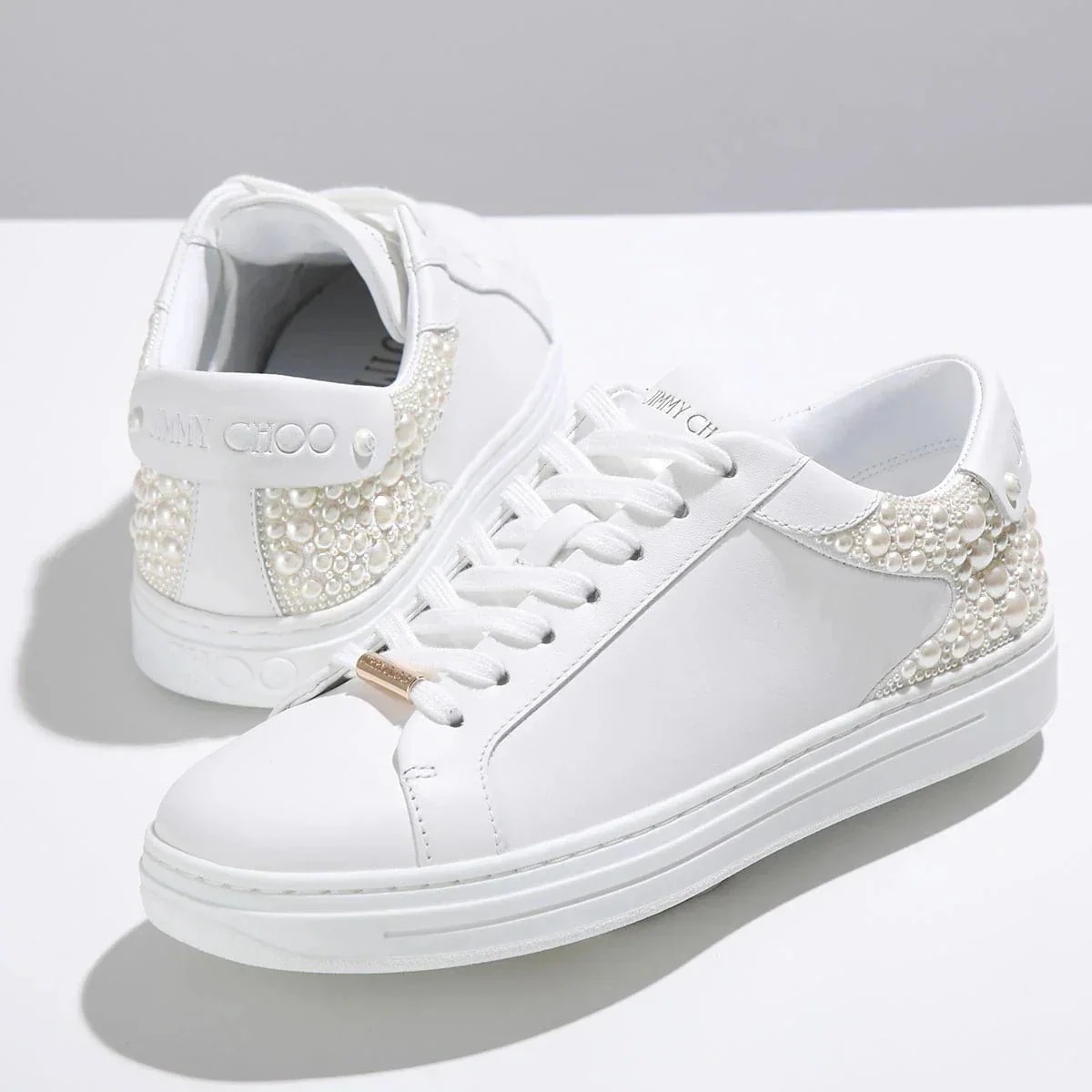 Jimmy Choo ジミーチュウ スニーカー ROME/F PYF レディース ローカット レザー パール ロゴ シューズ 靴 X-WHITE/MIX 【mega】