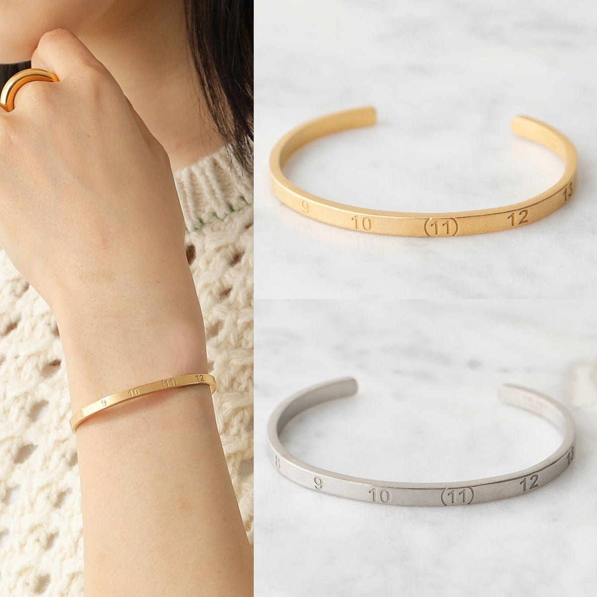 MAISON MARGIELA メゾンマルジェラ 11 バングル SI8UY0002 SV0129 レディース ナンバリング カフ ブレスレット アクセサリー
