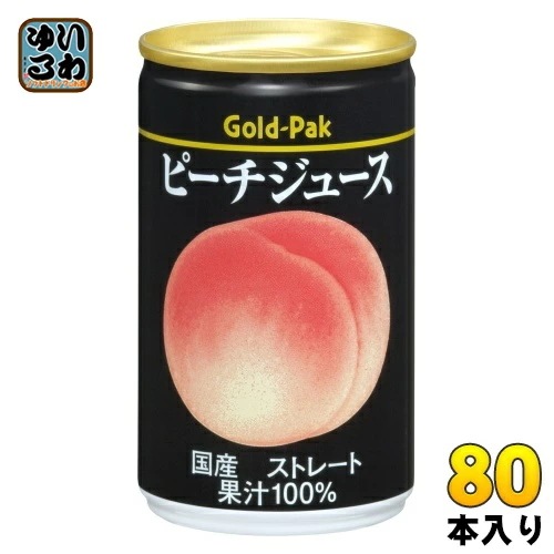 ゴールドパック ピーチジュース ストレート 160g 缶 80本 (20本入×4 まとめ買い) 果汁飲料