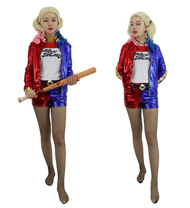 スーサイドスクワッド Suicide Squad 風 ハーレイクイン コスチューム コスプレ衣装 4点セット サイズ S―XXL