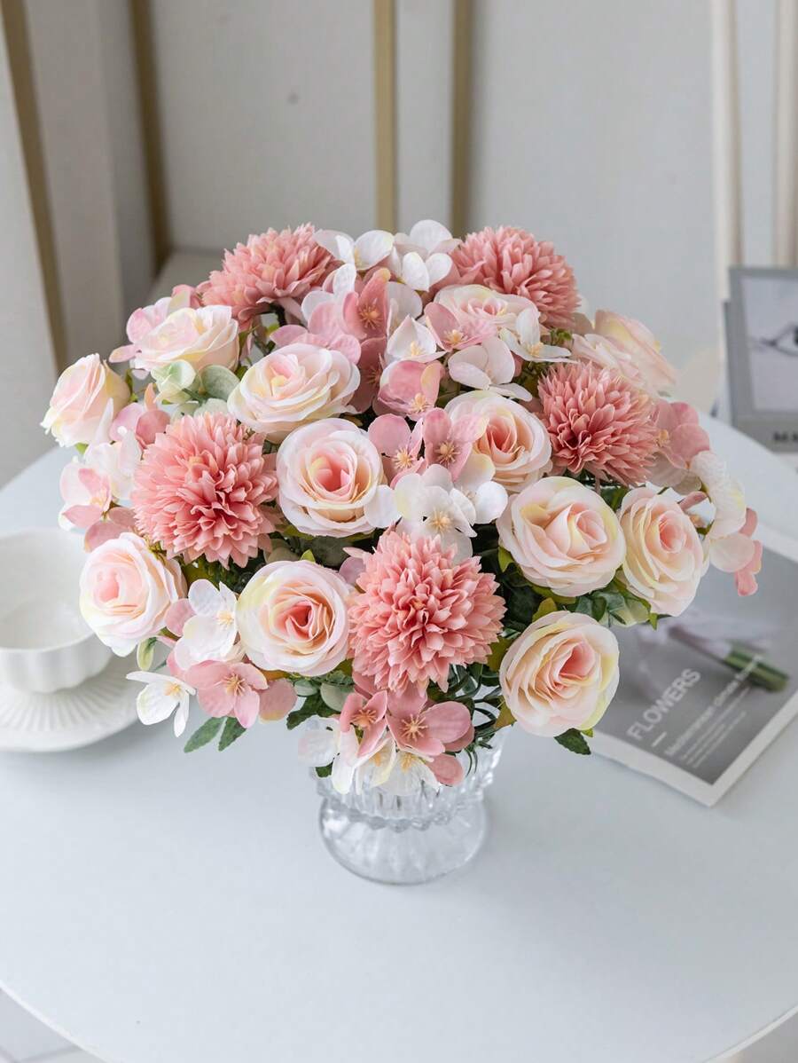 1個/30個 人工ローズ紫陽花牡丹の花束バレンタインデーのギフト誕生日パーティーの装飾ウェディングブライダルブーケリビング寝室花瓶新年屋外ガーデンの装飾