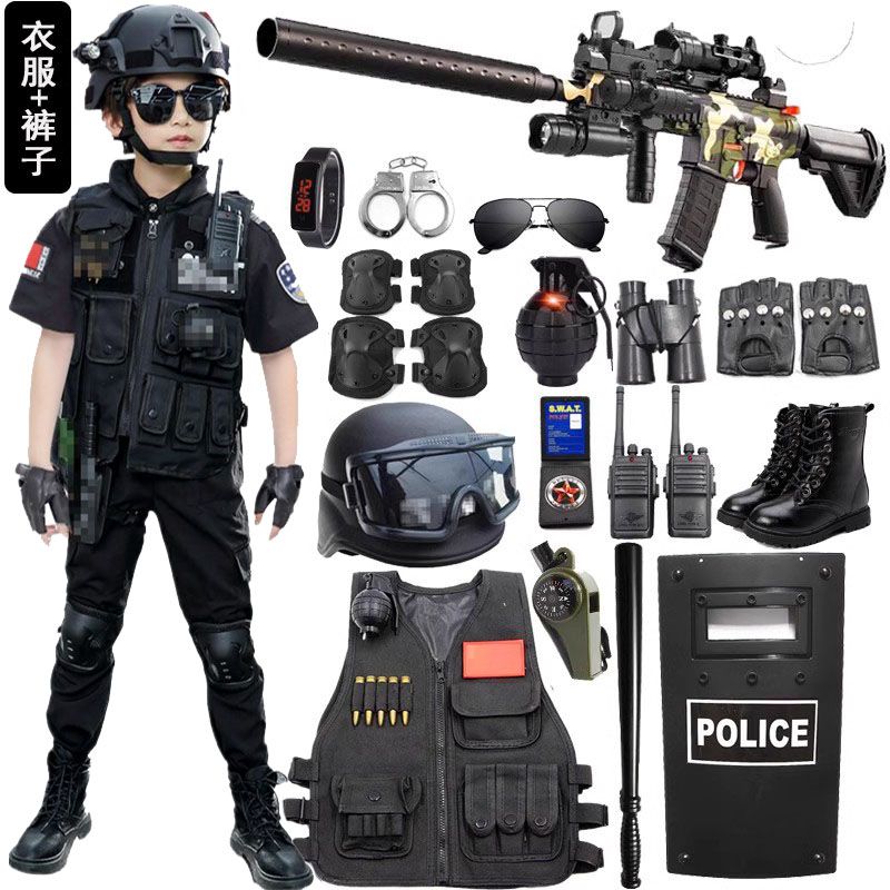 子供用おもちゃの銃セット男の子の模擬屋外 服半袖小型警察おもちゃ装備コスプレ・変装・仮装