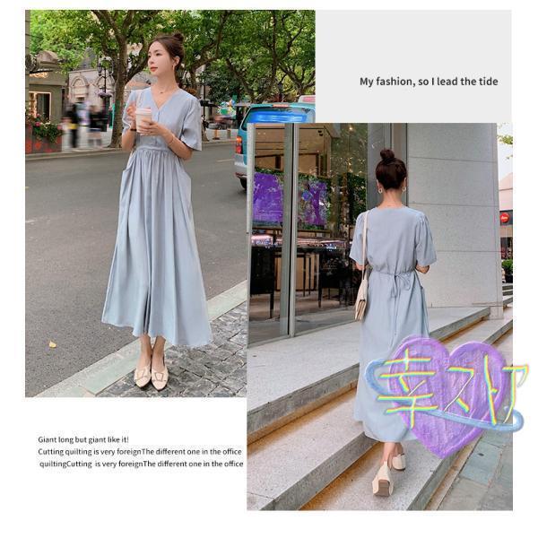 ワンピース レディース 夏 半袖 Aライン ウェストゴム ポケット付き おしゃれ 体型カバー 着痩せ キレイめ 無地 デート OL 二次会 カジュアル 30代 40代 50代 5,639円