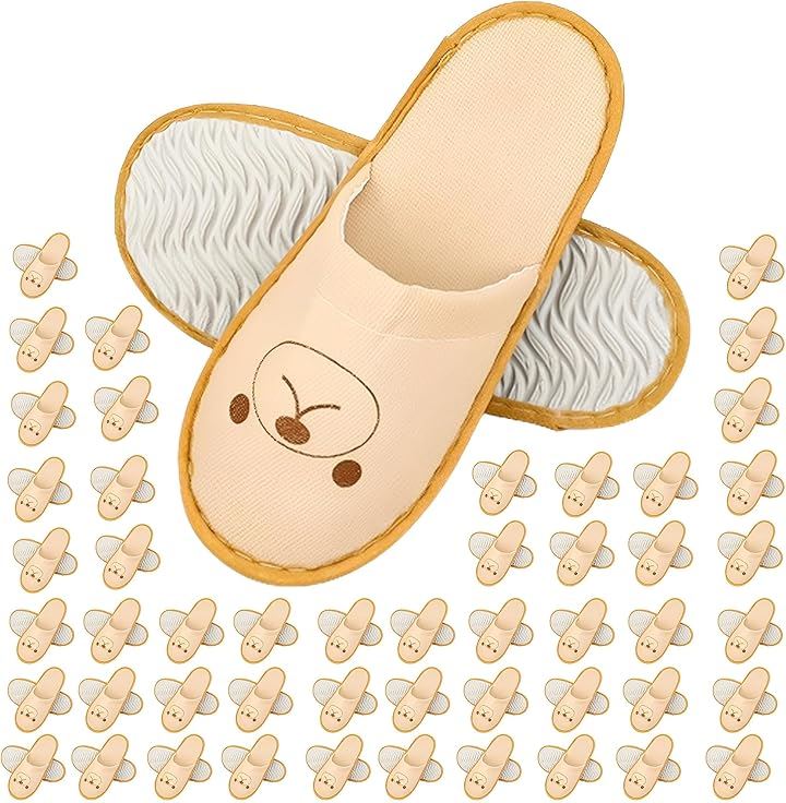 こども 用 使い捨て スリッパセットきりん くま 熊 柄 個包装 子ども 前閉じ 滑らない 室内 厚手 キッズ 来客用 すりっぱ(くま：50足セット, 23.0 cm)