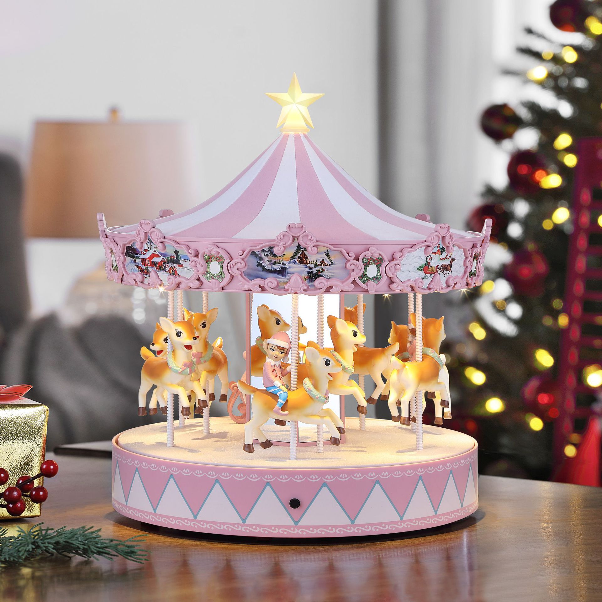 クリスマスさん昇降回転トロイの木馬の家庭装飾品誕生日プレゼントは彼女にあげます