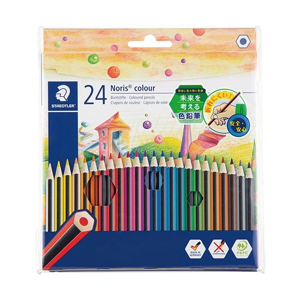 （まとめ）ノリスカラー色鉛筆 紙ケース入 24色（各色1本） 185 C24PB 1パック[x3]