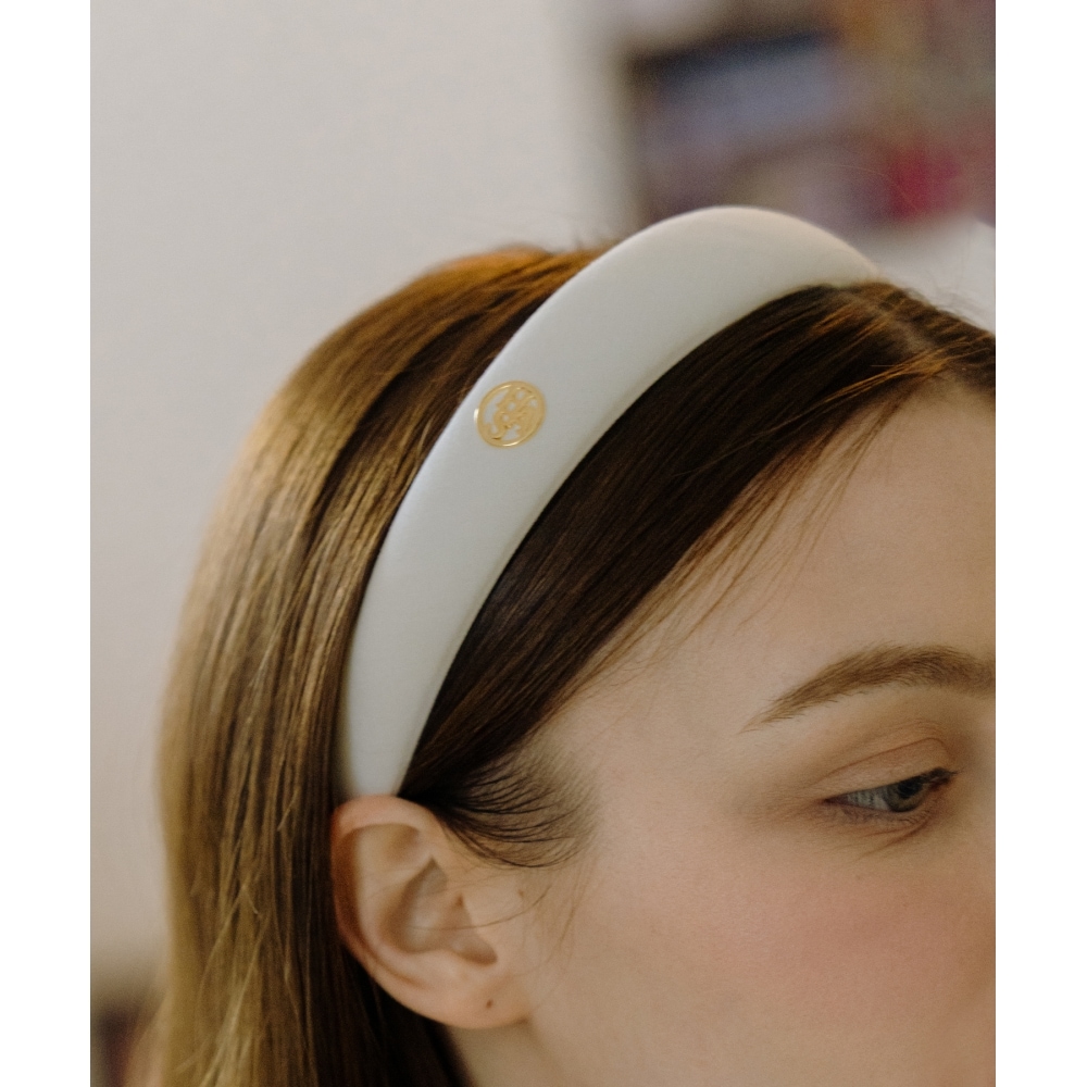 HAS 제작 3일 HA059 クラシックサークルロゴヘアバンド ホワイト ギフトボックス o