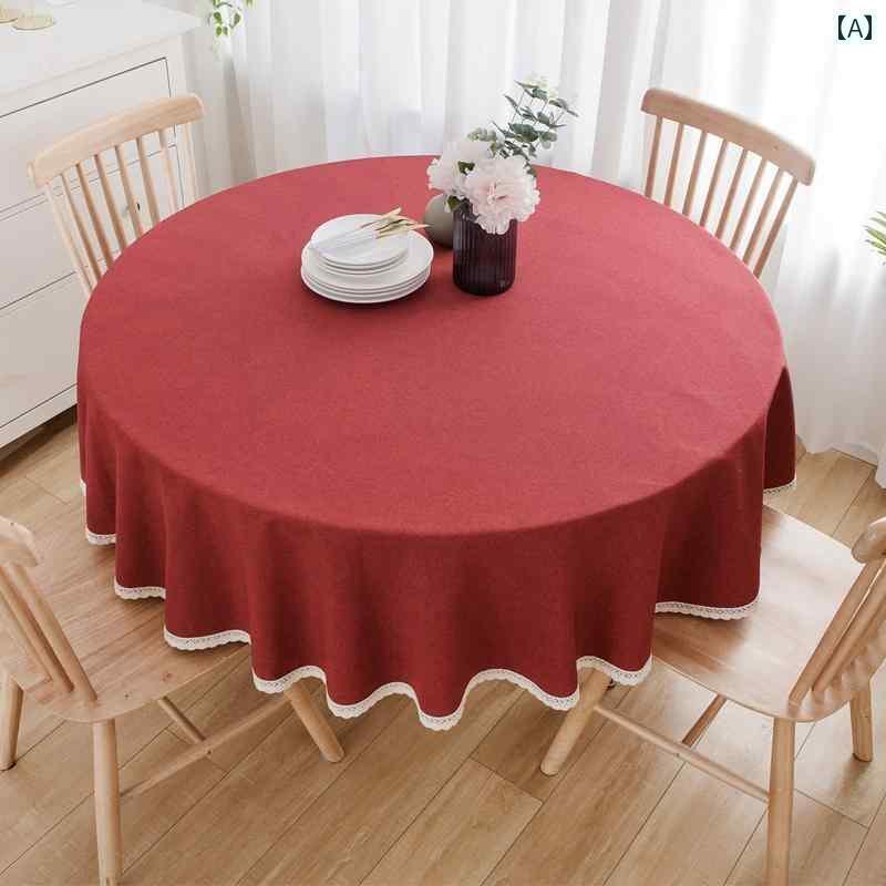 テーブルクロス 円形 布 コットン リネン おしゃれ レース 丸型 90 180 280cm 大きめサイズ ラウンド デスク カバー イベント パーティ ホテル レストラン インテリア コーディネート
