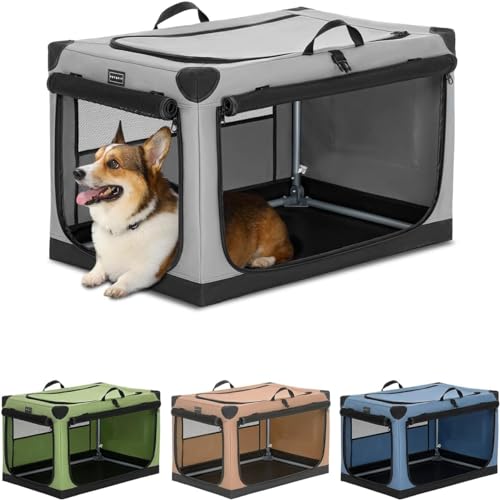Petsfit 犬用ソフトペットケージ 犬 クレート 中型犬 小型犬 76Hx50Wx48.5H cm 猫 ドライブ 人気サイズ お出かけ 持ち手付き 軽量