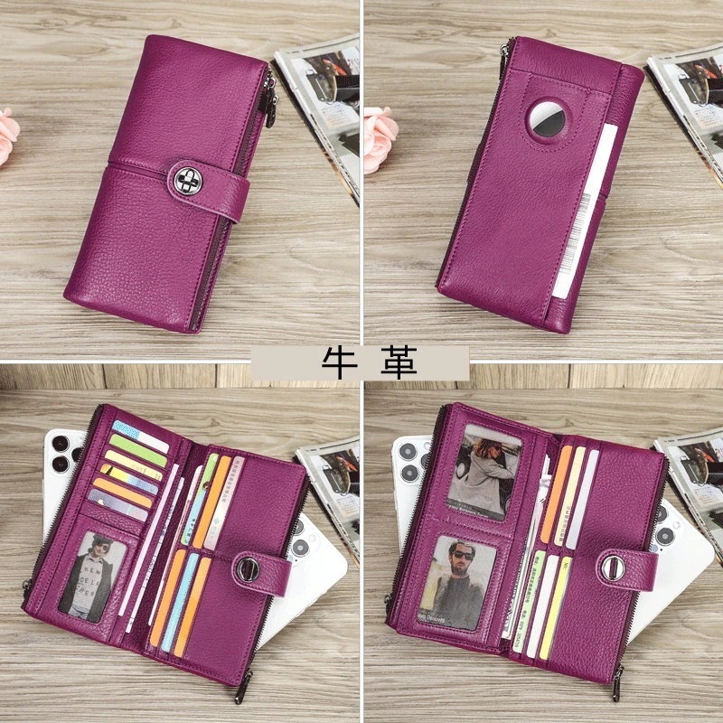 牛革レザーウォレット多機能大容量2つ折りウォレットロングウォレットコインウォレット