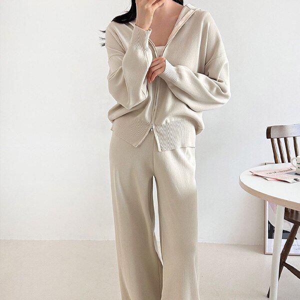 (SET)ニットログジップアップセット 春の変わり目 女性セット