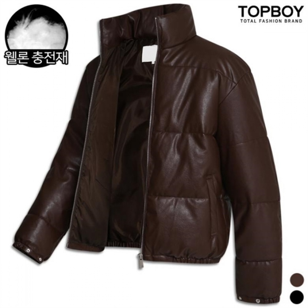 (TOPBOY) HIT ハイネックオーバーフィットウェロンレザーショートパディング (RT857)