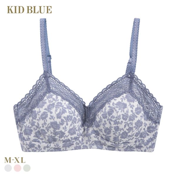 キッドブルー 25フラワーJQ ノンワイヤー ブラジャー ソフトブラジャー 三角ブラ ブラレット 大