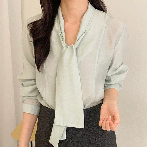 （BL）Vカットタイ長袖BL 春の女性用ブラウス