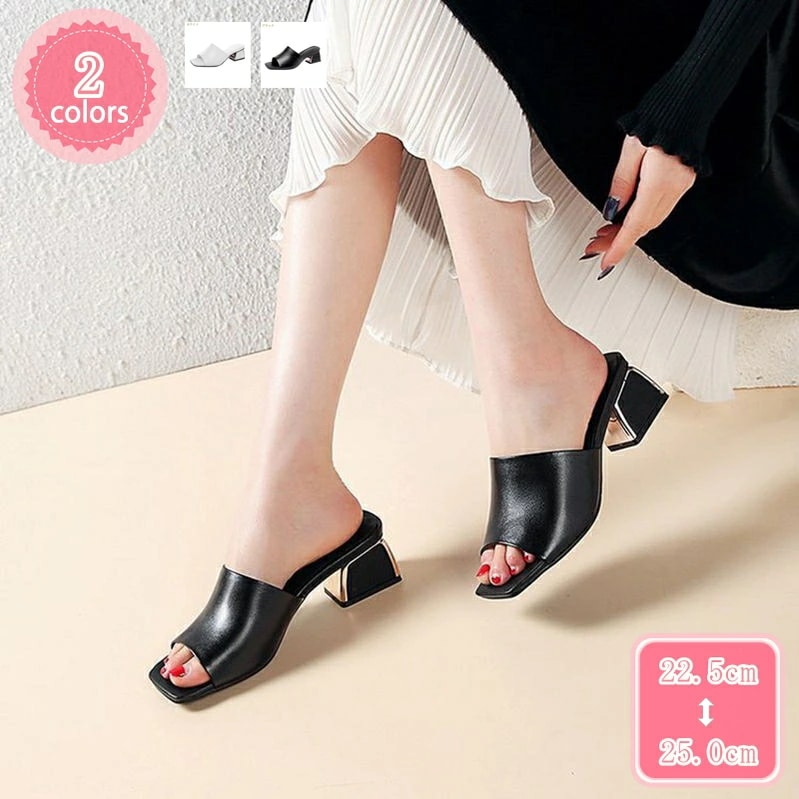 777円OFFクーポン オフィスサンダル 6.5cmヒール ミドルヒール ミュール サンダル チャンキーヒール レディース 太ヒール 美脚 歩きやすい ヒールサンダル サボサンダル スリッパ オープン