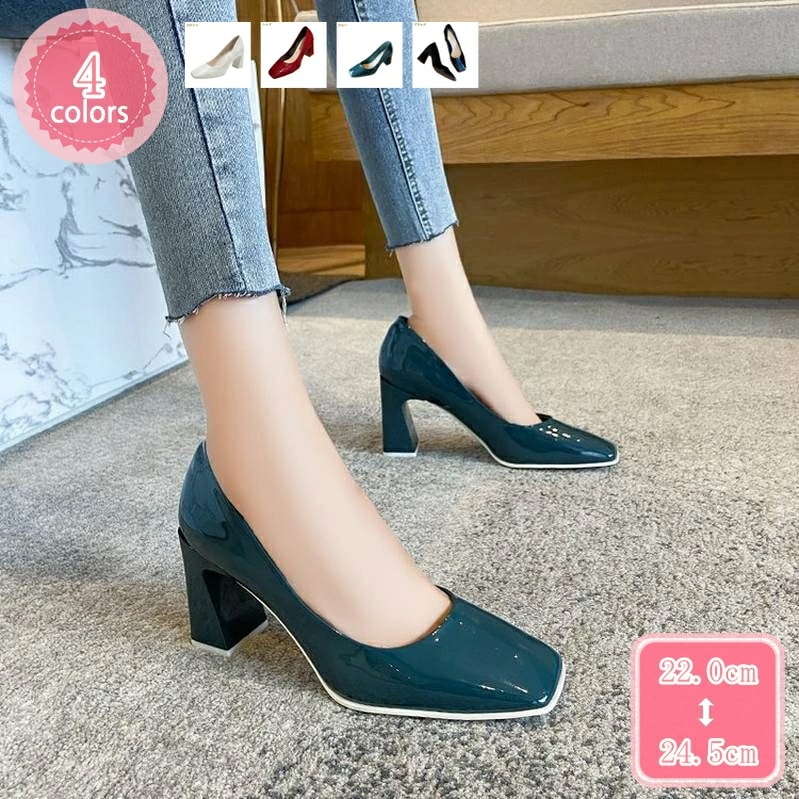 1000円OFFクーポン パンプス スクエアトゥ 8cmヒール スリッポン ハイヒール レディース レディースパンプス 美脚 カジュアル 歩きやすい 痛くない 通勤 冠婚葬祭 卒業式 入学式 レディー