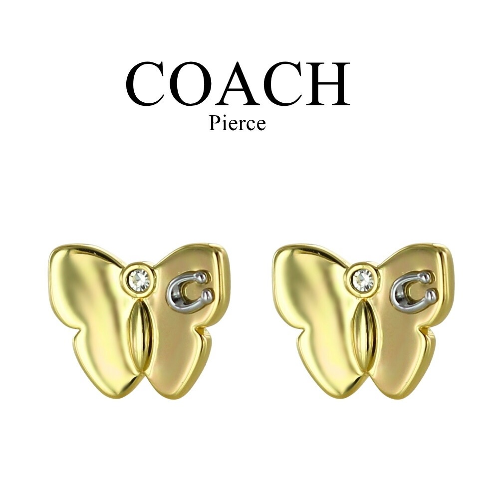 COACH コーチ ピアス レディース バタフライ 蝶 Cロゴ ゴールド 小ぶり スタッドピアス 上品 ブランド アクセサリー プレゼント 423839GLD710 成人 卒業 入学