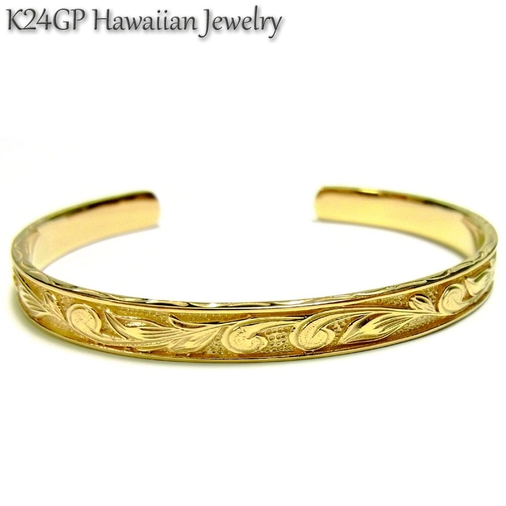 ハワイアンジュエリー バングル K24gp 24kgp K24gp K24 イエローゴールド メンズ