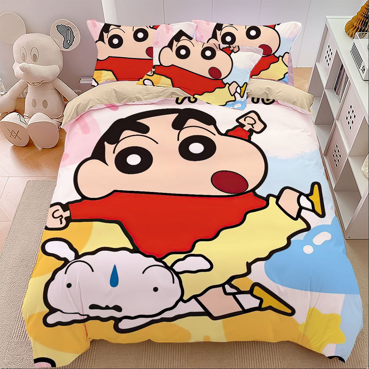 かわいい子供漫画寮 3点セット 1.5m 掛け布団カバーシーツ 寝具 クレヨンしんちゃん 4点セット
