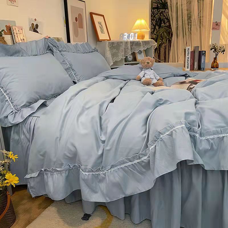 韓国ファッション 寝具 柔らか 肌触り 寝具カバーベッドスカート布団セット 可愛いお姫様風 掛け布団カバー 布団カバーセット 敷布団カバー しまむら-布団カバー 寝具カバーセット 掛布団カバー