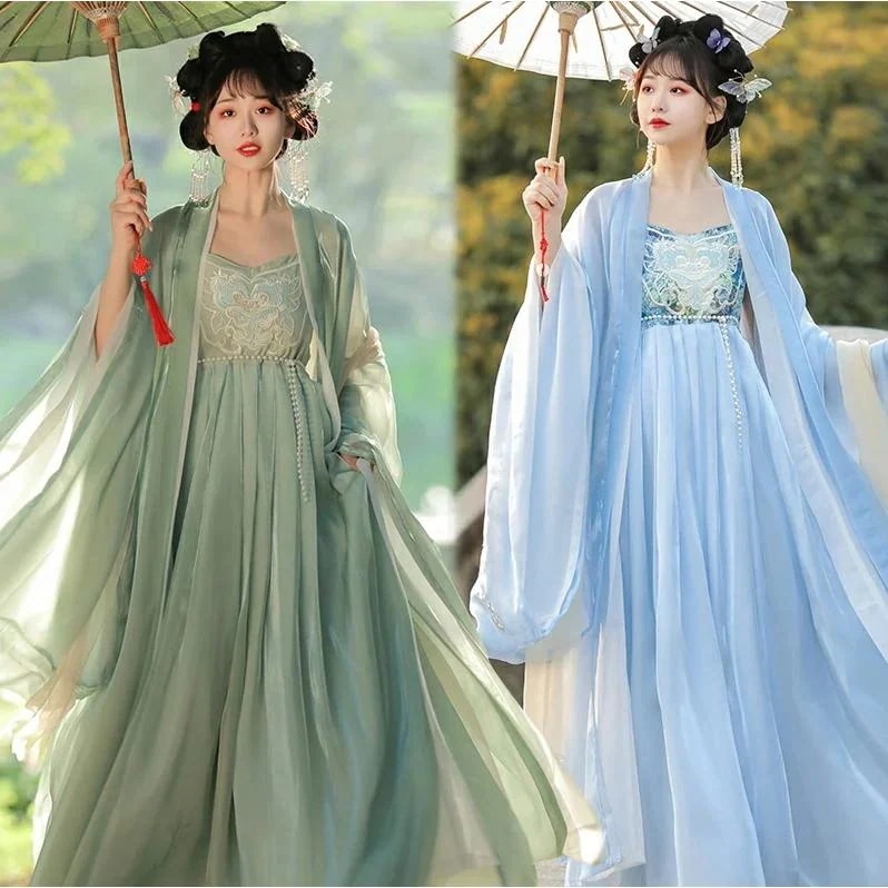 新品掲載！漢服チャイナ風レディース中華服唐装広い袖刺繍古風コスプレドレスコスプレ衣装仮装ドレス学園祭コスム一式唐装漢服古典美人服