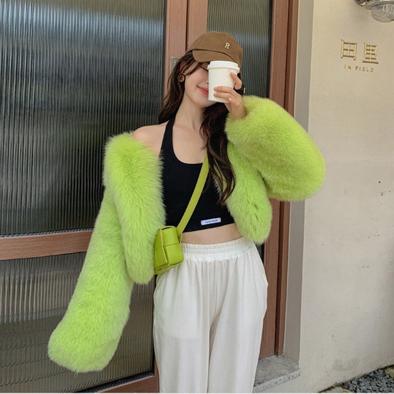 限定数量ヨーロッパ風フェイクミンクコート　女性用　小柄な方におすすめ　エコファーショートコート　フェイクファーコート　ファーセーター