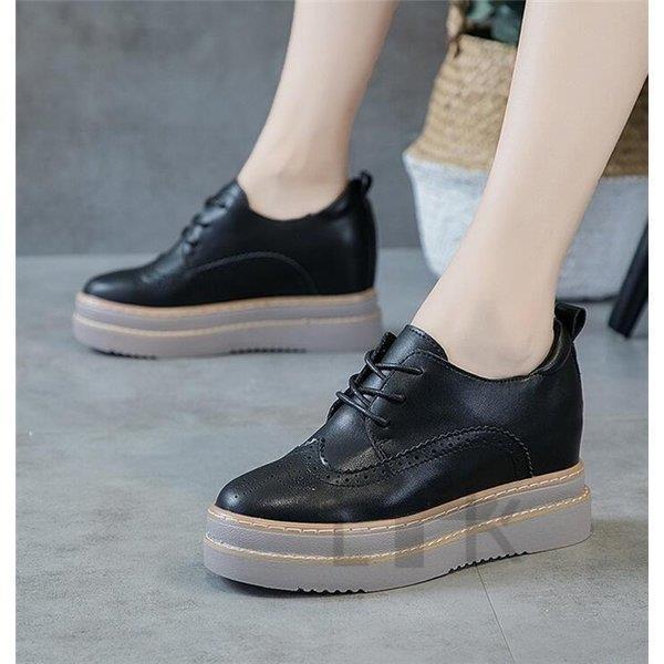 インソール 厚底靴 レディース 革靴 ローカット レザー インヒール カジュアル シューズ ローファー 厚底 6,240円