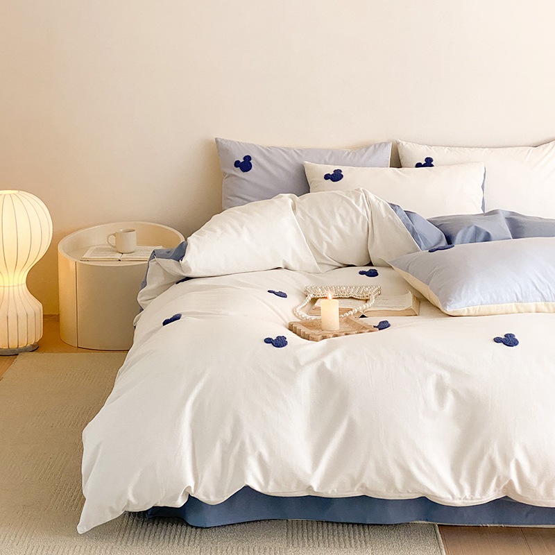 11 ミッキーシンプル100フルコットンウォッシュコットンタオル刺繍ベッド4ピースセットスモールフレッシュピュアコットンキルトカバー蛇口卸売a